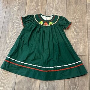 Green Holiday Dress with Embroidered Details
